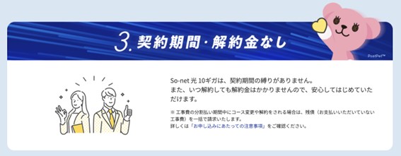 So-net 光は契約期間・解約金なし