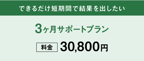 できるだけ短期間で結果を出したい 3ヶ月サポートプラン 料金30,800円