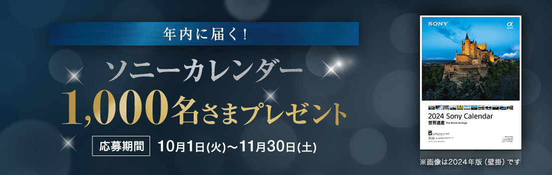 年内に届く！ソニーカレンダー1,000名さまプレゼント 応募期間：10月1日～11月30日