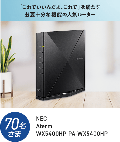 「これでいいんだよ、これで」を満たす要十分な機能の人気ルーター 70名さま NEC Aterm WX5400HP PA-WX5400HP