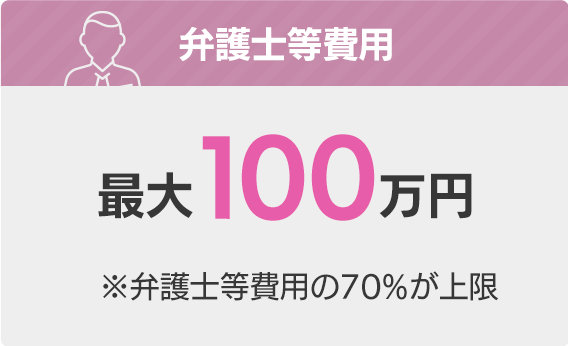 弁護士費用　最大100万円　※弁護士等費用の70％が上限